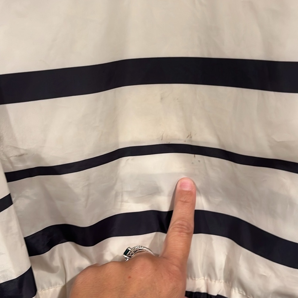Thread & Supply Hooded Pullover Windbreaker Anorak Jacket Striped Cinch Waist - Picture 9 of 10